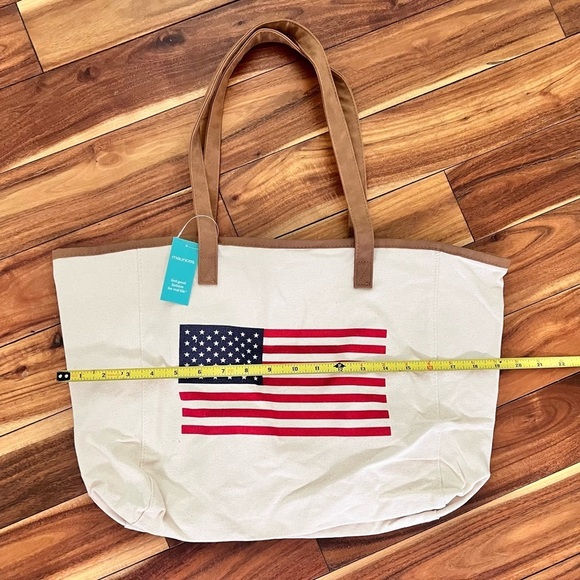 NWT Maurices Cotton USA American Flag Preppy Beach Bag Tote Costal Casual - Picture 8 of 10